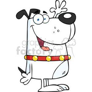 300x300 Royalty Free 5197 Happy White Dog Cartoon Character Waving