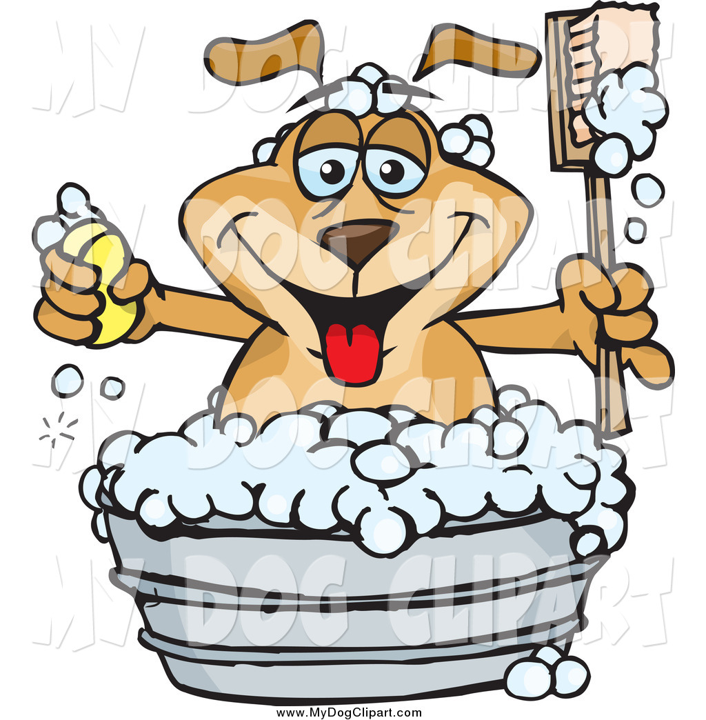 1024x1044 Clip Art Of A Happy Dog Holding A Handled Brush And Bar Of Soap