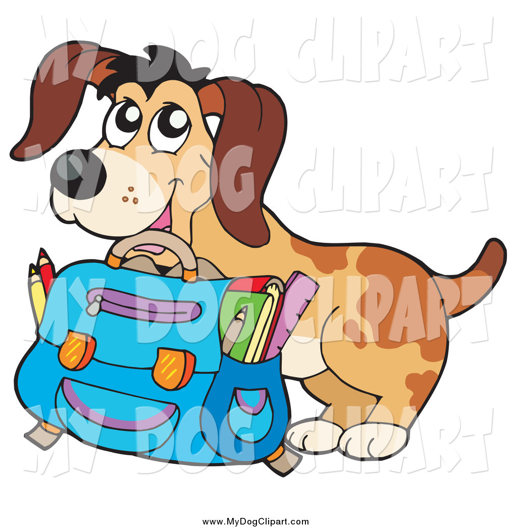 1024x1044 Clip Art Of A Happy Dog Student With A Backpack And School