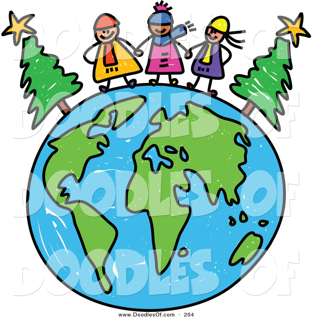 1024x1044 Vector Clipart Of Childs Sketch Of Happy Winter Children On