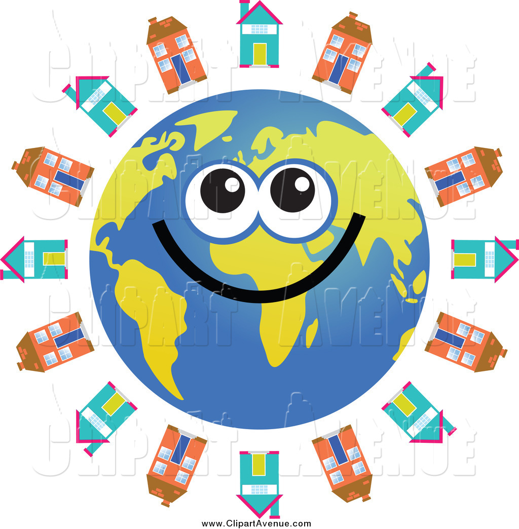 1024x1044 Avenue Clipart Of A Happy Earth Encircled With Houses By Prawny