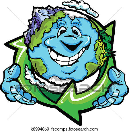 450x461 Clip Art Of Happy Planet Earth Holding Recycle K8994859