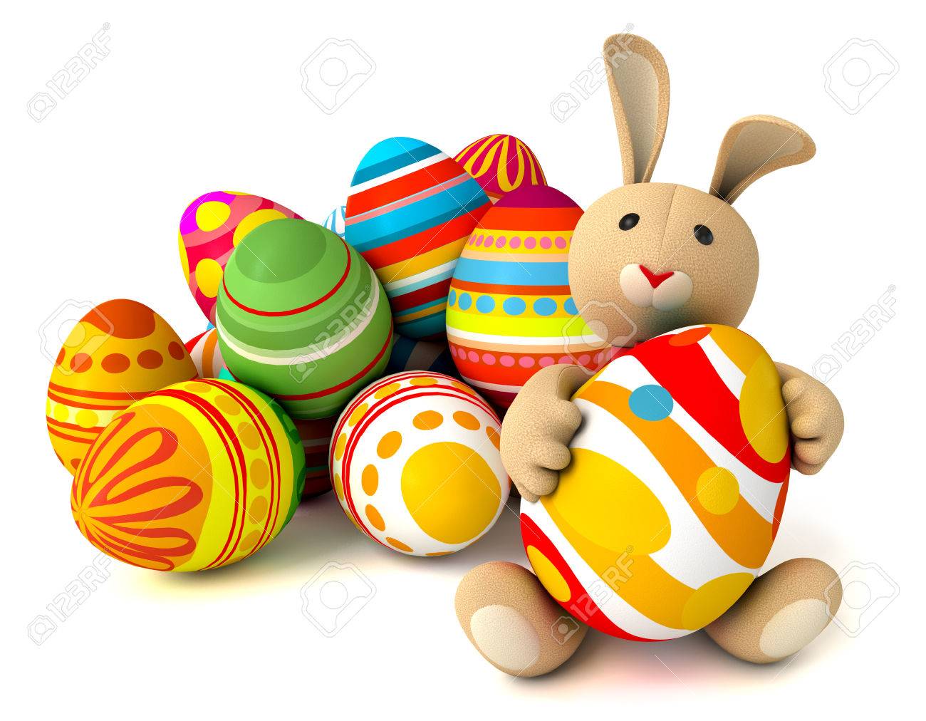 1300x1012 Happy Easter. Cute Funny Toy Bunny Holding In The Paws Of A Large