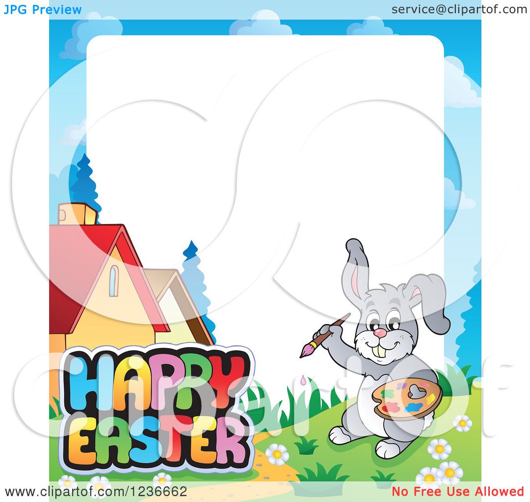 1080x1024 Clipart Of Border Of Bunny Rabbit Painting Happy Easter In
