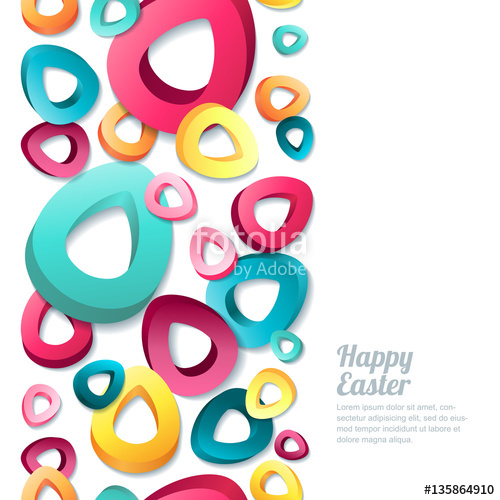 500x500 Happy Easter Vector Vertical Seamless White Background With 3d