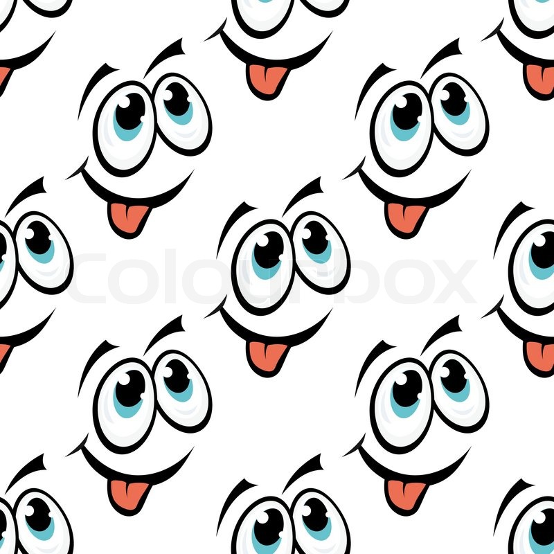 800x800 Cute Happy Repeat Seamless Emoticon Face Pattern With Large Googly
