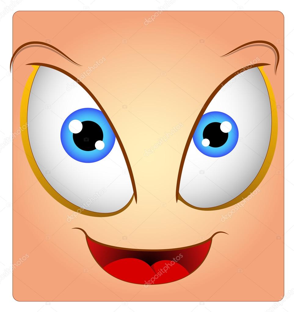 963x1024 Happy Box Smiley Female Cartoon Face Expression Stock Vector