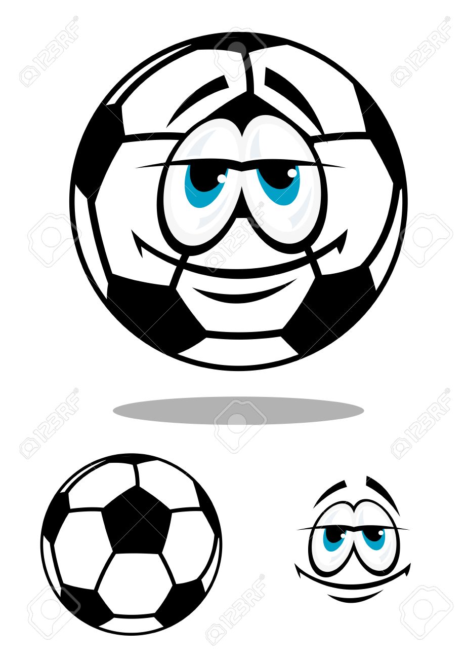 919x1300 Black And White Happy Cartoon Soccer Ball Character With Big