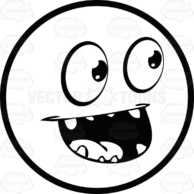 800x800 Broken Toothed, Open Mouth Smiling Large Eyed Black And White