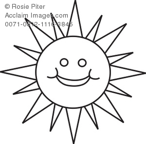 300x295 Free Clipart Illustration Of A Smiley Face Sun Outline