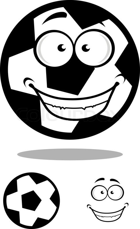 488x800 Happy Black And White Cartoon Football Or Soccer Ball With A Goofy