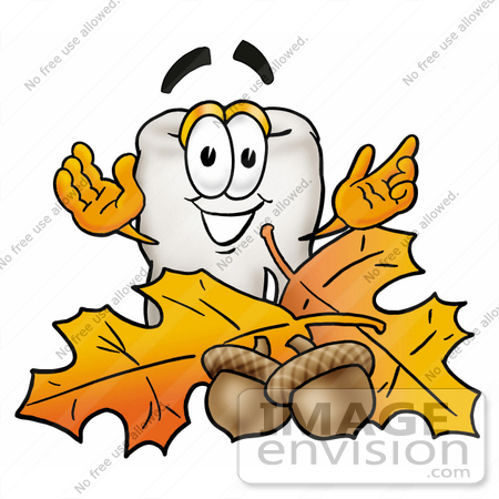 450x450 Clip Art Graphic Of A Human Molar Tooth Character With Autumn