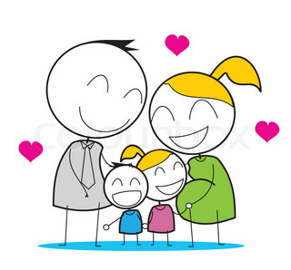 320x298 Funny Pyramid With Happy Big Family Smiling Together, Drawing