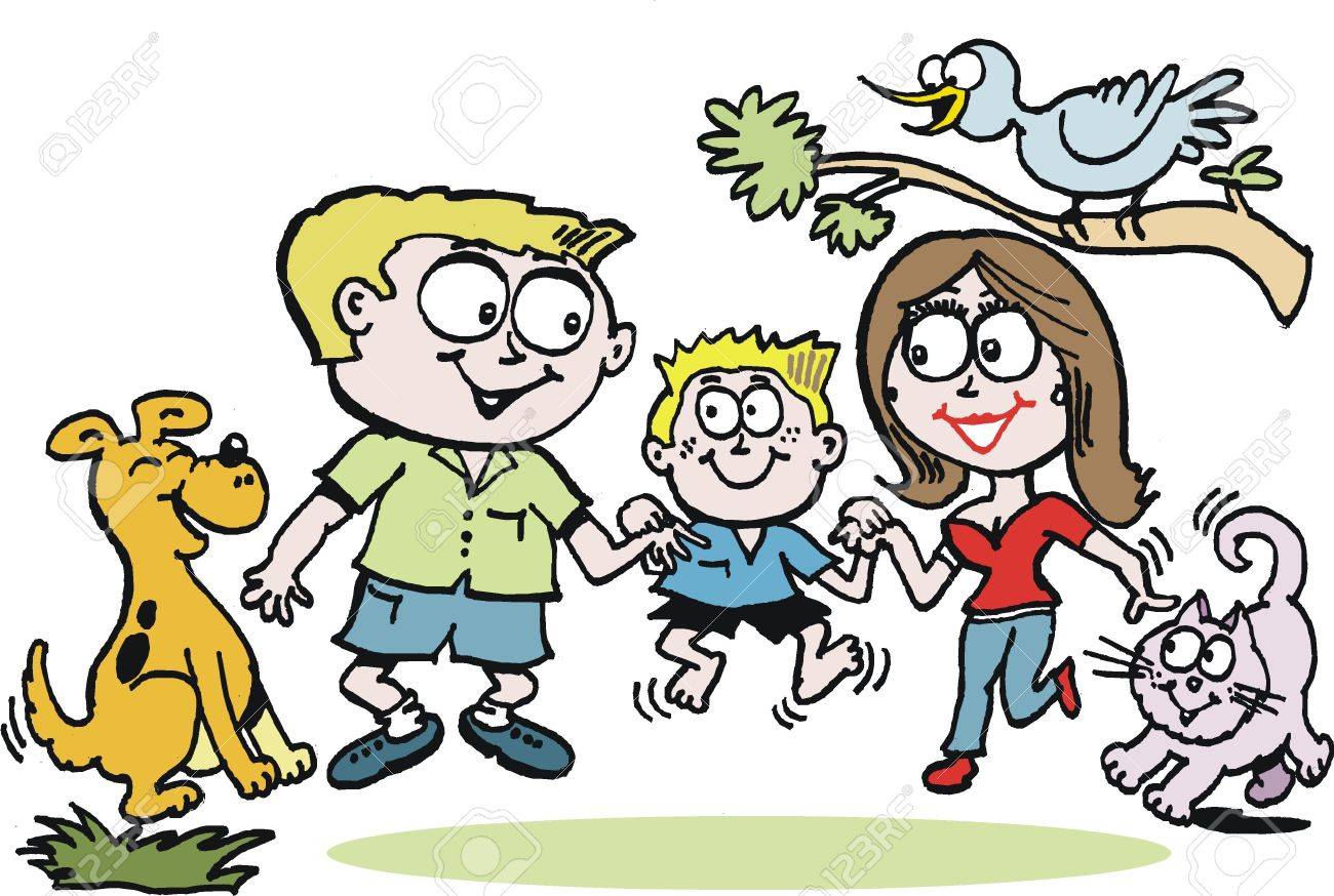 1300x874 Vector Cartoon Of Happy Family Outdoors Royalty Free Cliparts