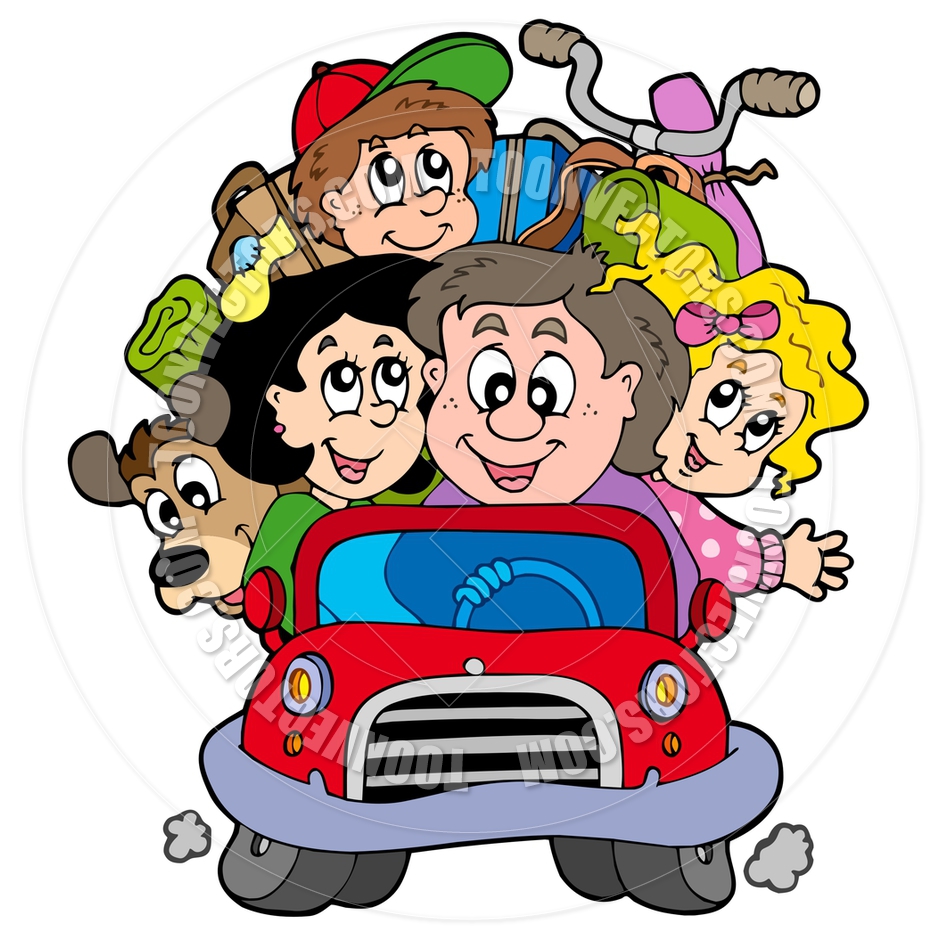 940x940 Cartoon Happy Family In Car On Vacation By Clairev Toon Vectors