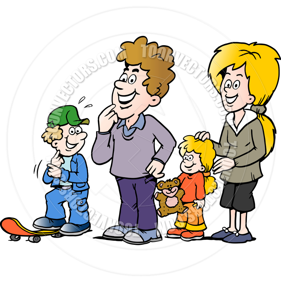 940x940 Cartoon Vector Illustration Of A Happy Family By Poul Carlsen