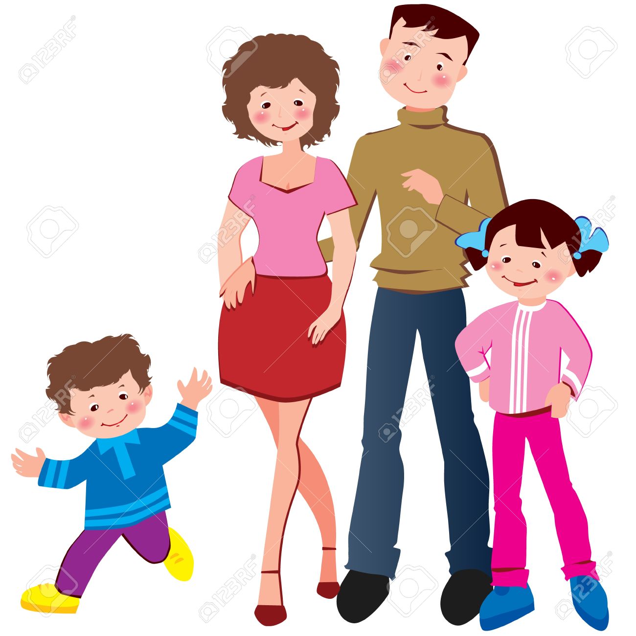 1300x1300 Happy Family Vector Art Illustration On A White Background Royalty
