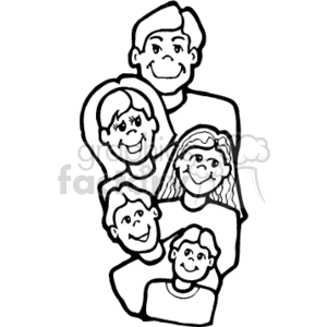 300x300 Royalty Free A Happy Family Of Five In Black And White 157437
