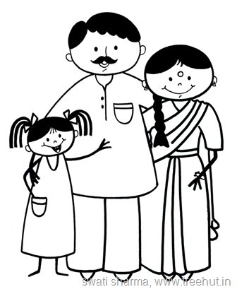 336x409 Indian Family Clipart Black And White