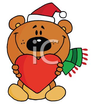 310x350 Picture Of Cartoon Happy Christmas Bear Holding Heart In