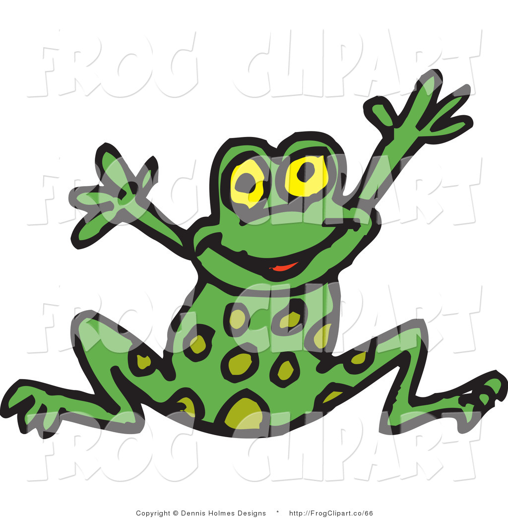 1024x1044 Clip Art Of A Happy Spotted Green Frog Leaping For Joy By Dennis