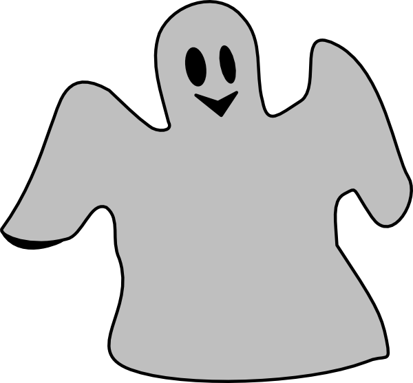 600x557 Smiling Gray Ghost Clip Art