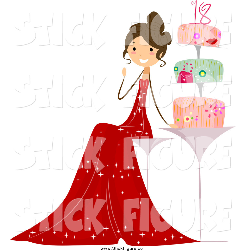 1024x1044 Clip Art Of A Happy Eighteen Year Old Girl By Her Cake By Bnp