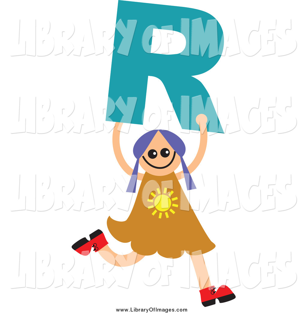 1024x1044 Clip Art Of A Happy Girl Running With Letter R By Prawny