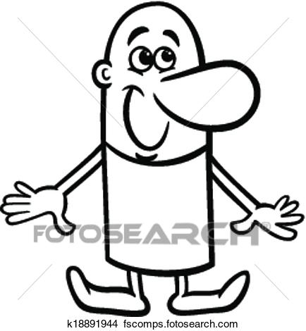 434x470 Clipart Of Happy Guy Cartoon Coloring Page K18891944