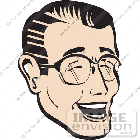 450x450 Royalty Free Cartoon Clip Art Of A Happy Man Wearing Glasses