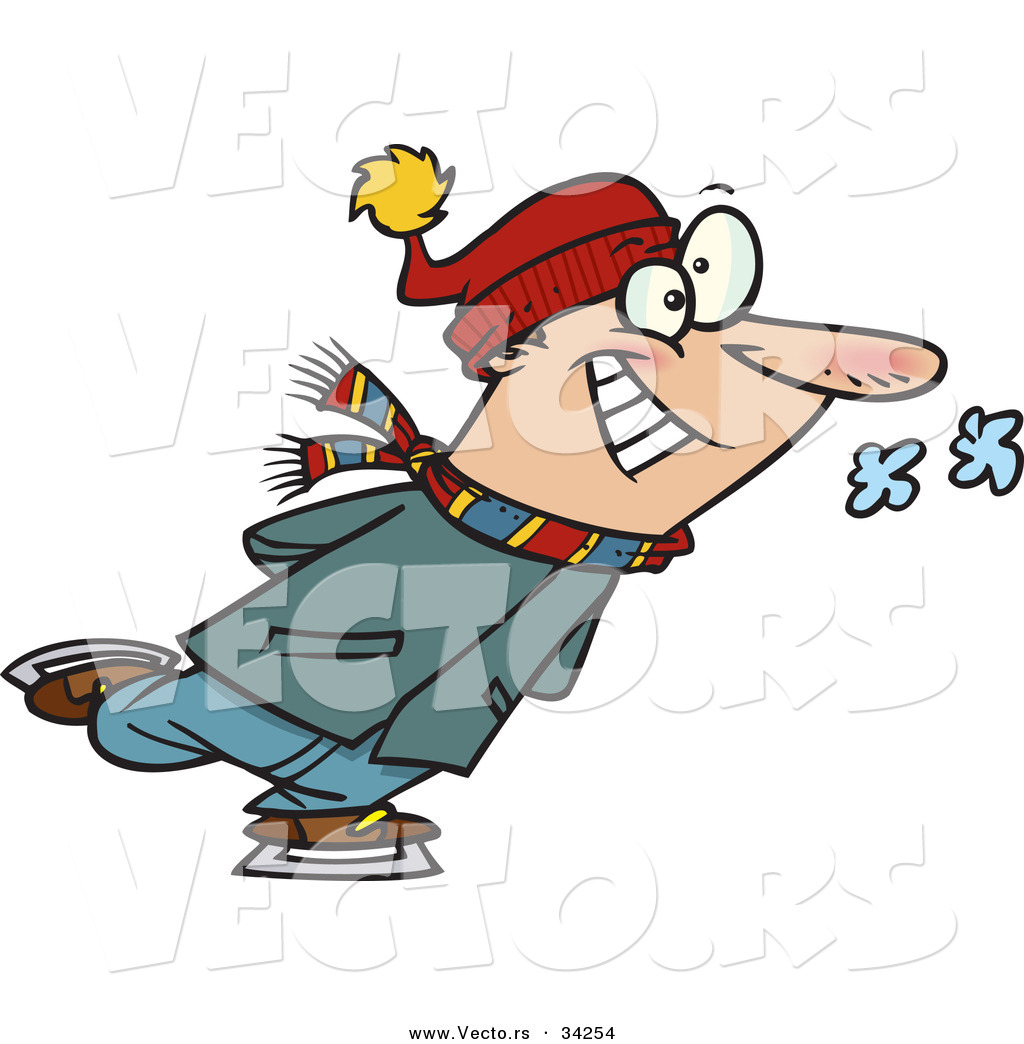 1024x1044 Vector Of A Happy Cartoon Guy Skating On Ice By Toonaday