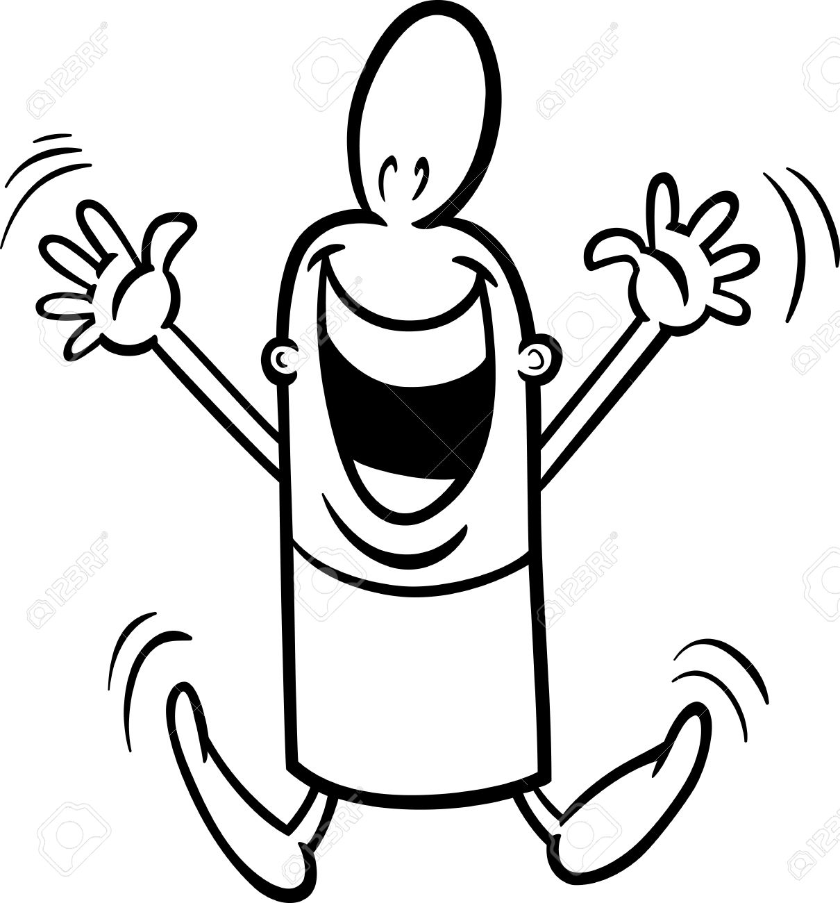 1210x1300 Black And White Cartoon Illustration Of Happy Or Excited Funny