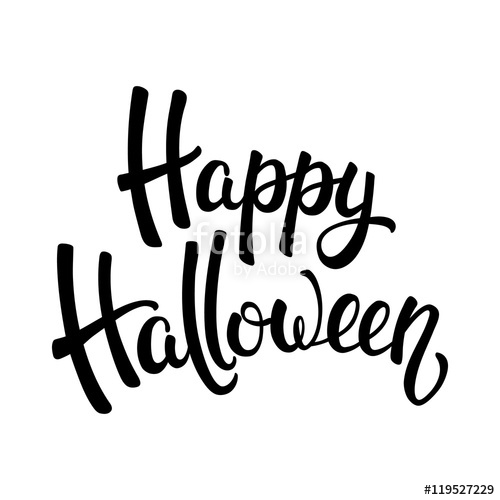500x500 Happy Halloween Brush Lettering. Black Letters Isolated On White