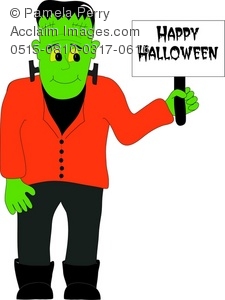 225x300 Art Illustration Of A Happy Halloween Frankenstein