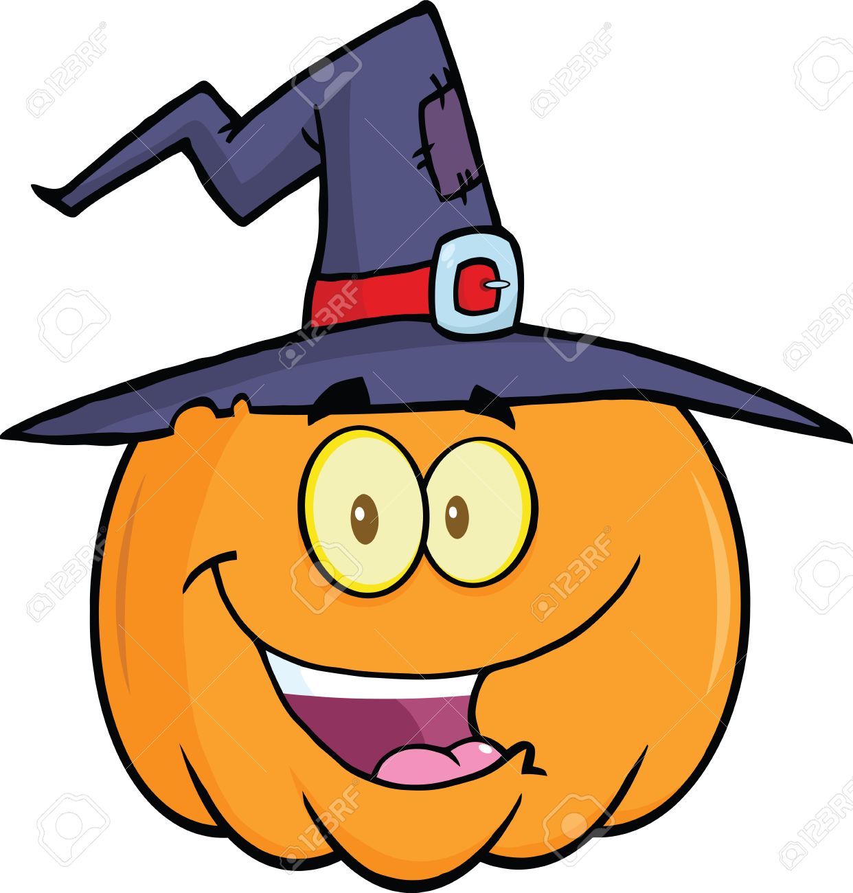 1242x1300 Happy Halloween Pumpkin With A Witch Hat Cartoon Mascot