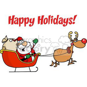 300x300 Royalty Free Holiday Greetings With Santa Claus 379488 Vector Clip