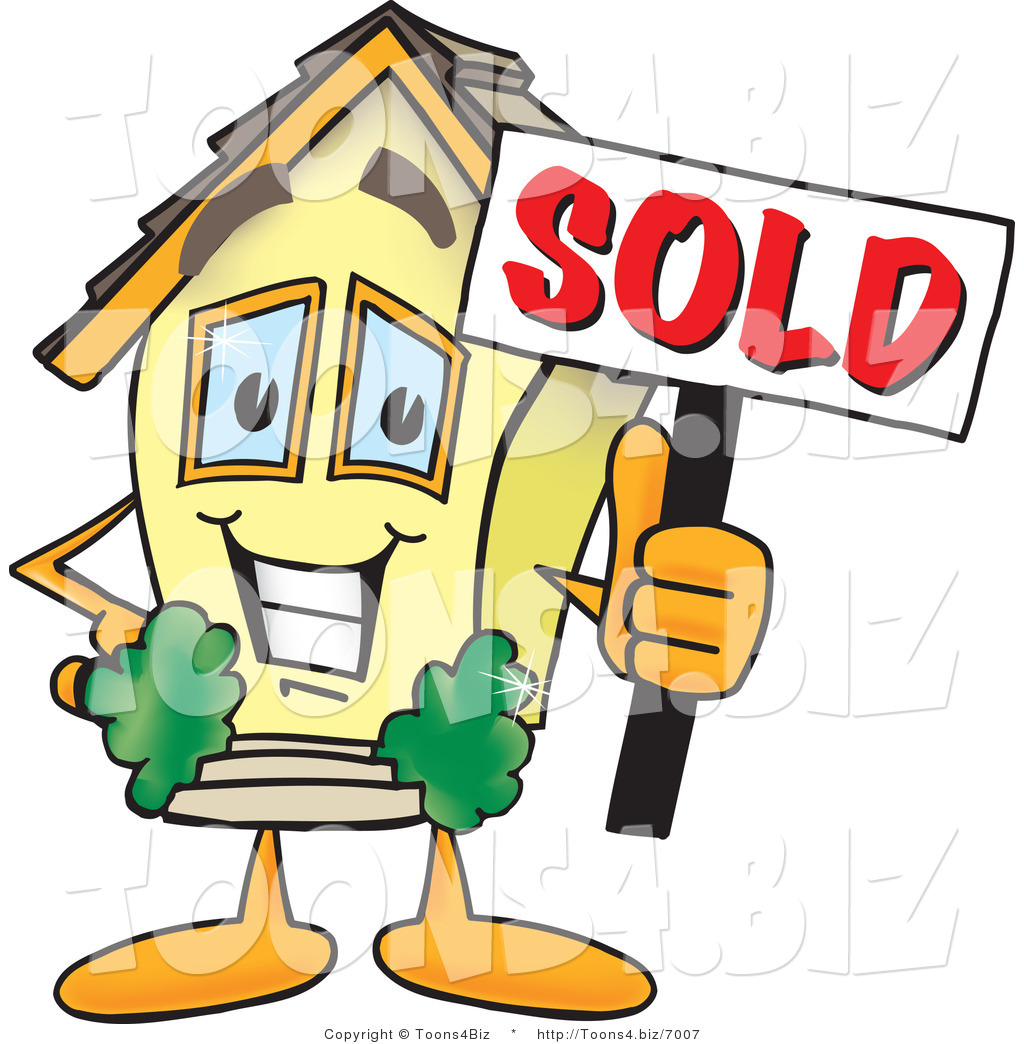 1024x1044 Vector Illustration Of A Happy Home Mascot Holding Sold Sign By