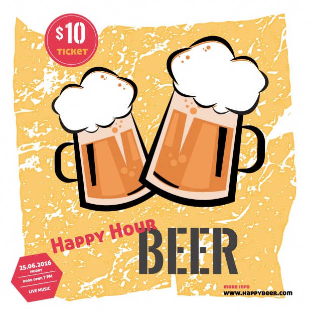 626x626 Happy Hour Of Beer Vector Free Download