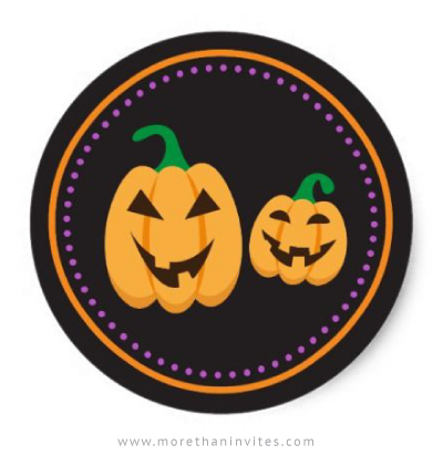 400x420 Halloween Stickers With Cute, Happy Jack O Lantern Pumpkins