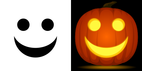 482x241 Happy Face Pumpkin Carving Stencil. Free Pdf Pattern To Download