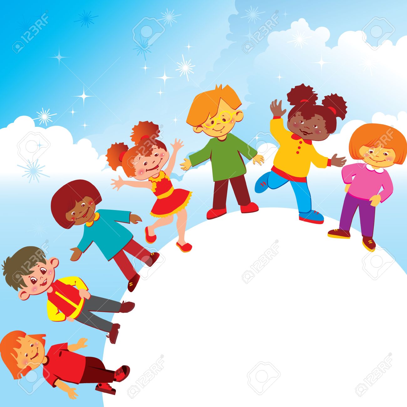 1300x1300 Happy Kids Of Different Nationalities Play Together Around