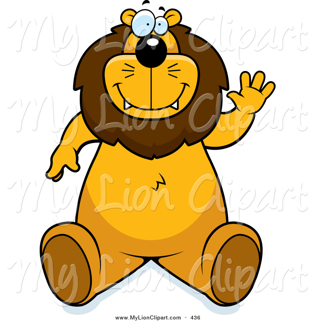 1024x1044 Clipart Of A Happy Big Lion Sitting And Waving By Cory Thoman