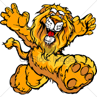 325x325 Graphic Vector Image Of A Happy Cute Lion Mascot Holding Gl