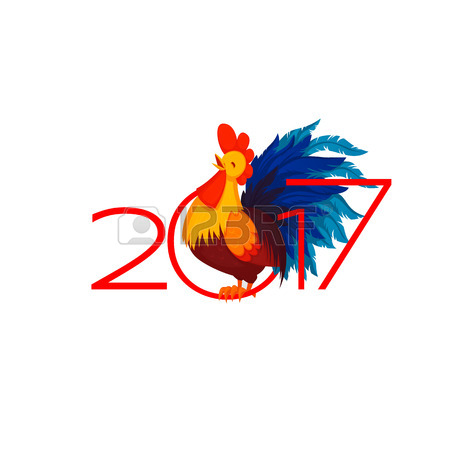 450x450 Happy New Year 2017 Banner With Rooster. Letter And Rooster