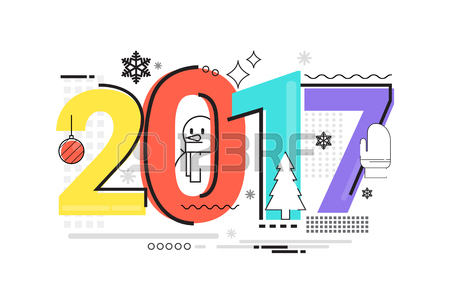 450x305 Merry Christmas Happy New Year Simple Line Sketch Banner Card