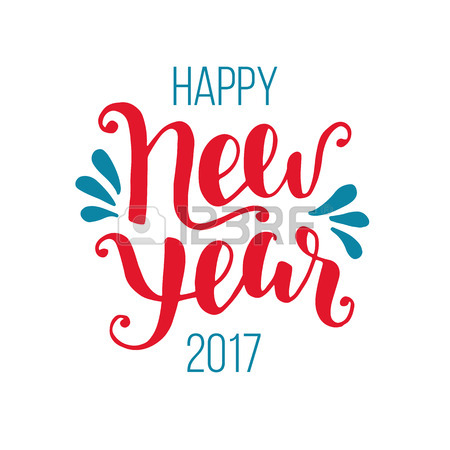 450x450 Happy New Year 2017 Poster, Greeting Card. Hand Lettering
