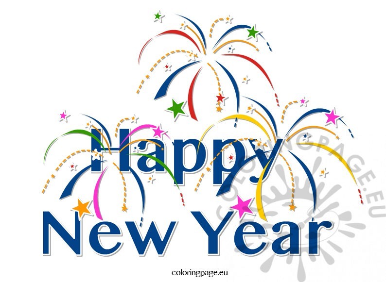 794x581 Clipart Happy New Year Coloring Page