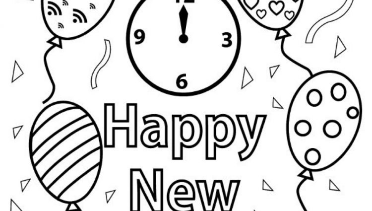 750x425 Free Happy New Year Colouring Pages For Kids Within Happy New Year