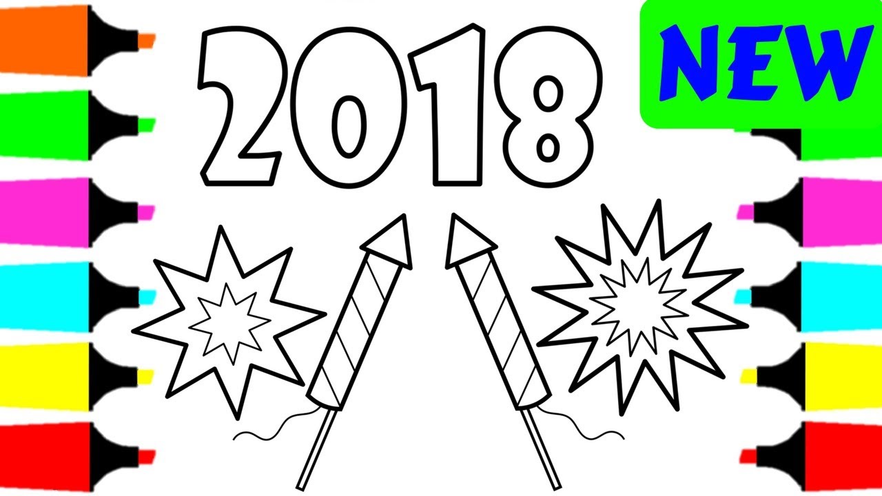 1280x720 Happy New Year Coloring Pages For Kids How To Draw New Year 2018