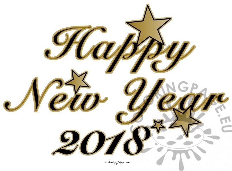 804x595 Happy New Year 2018 Black Images Coloring Page